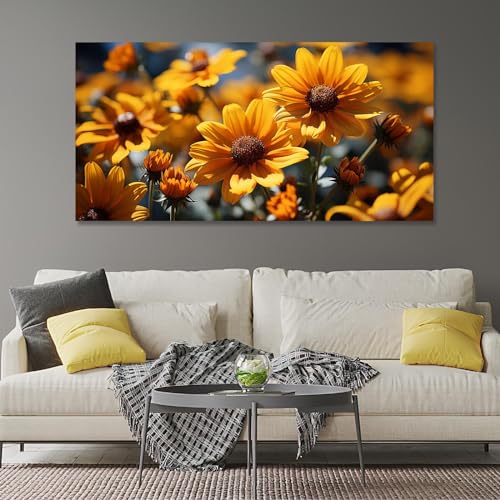 Toile de tournesol LSYALUCK : art mural rétro de qualité pour salon élégant
