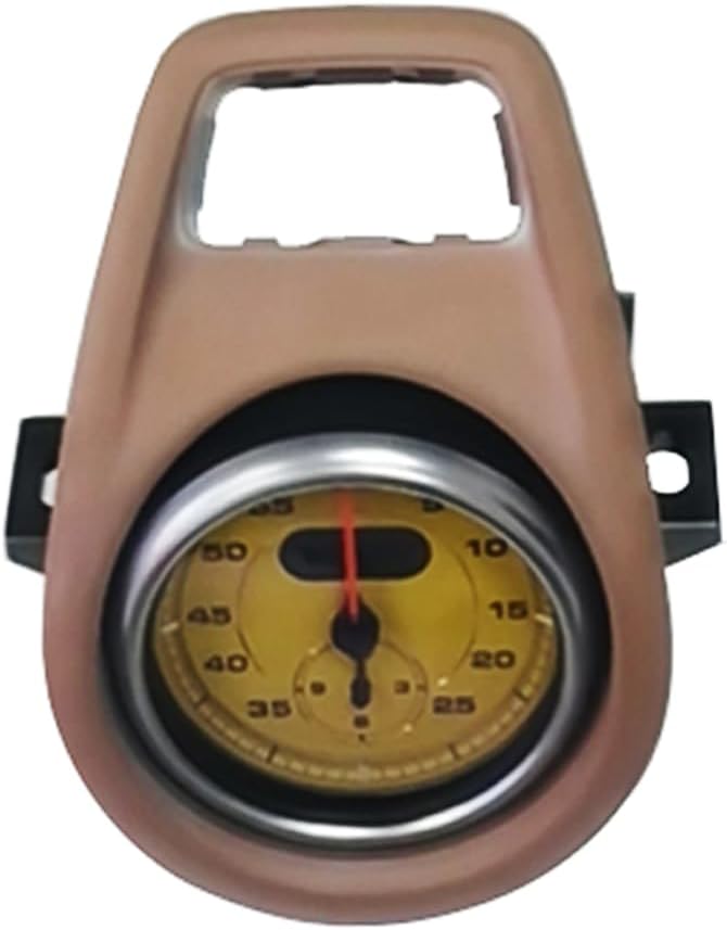 for Porsche Boxster 2014 2015 Car Sport Chrono Stopwatch Mounted Dashboard Instrument Panel (Brown Cover & Yellow Stopwatch)