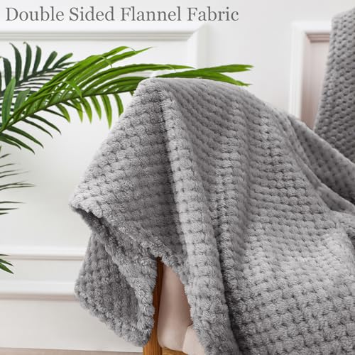 Yebeda Kuscheldecke Superweiche und Warme Fleecedecke für Sofa, Couch und Bett mit Waffel Muster, Kuschelige Angenehme Decke Wohndecke Sofadecke, 150x200 cm, Hellgrau