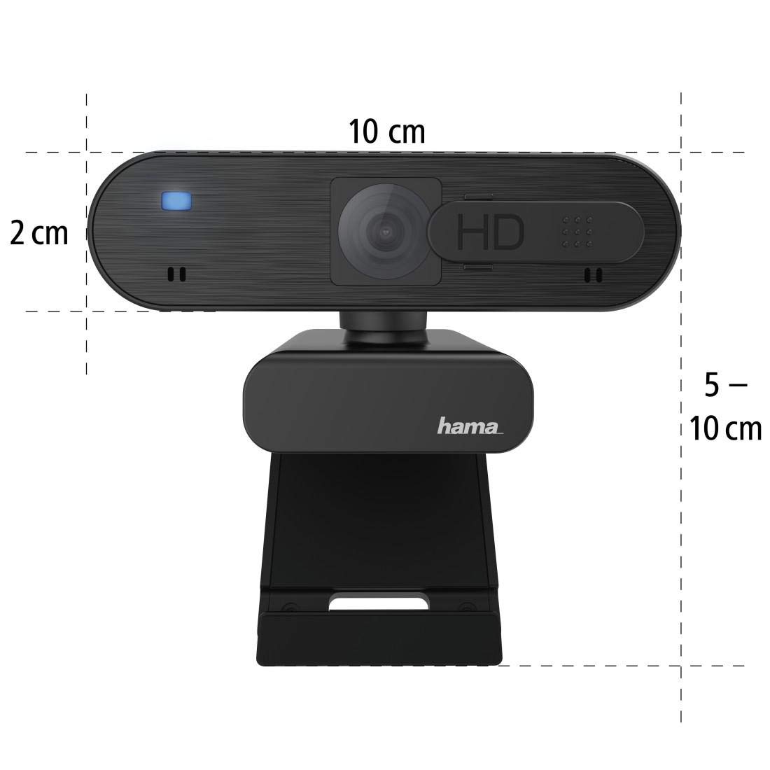 Hama C-600 Webcam PC - Qualité Vidéo FHD 1080p, Microphone Intégré, Cache Lentille, Filetage 1/4, Auto Focus - Convient pour Les Appels Vidéos et Le Streaming - Noir