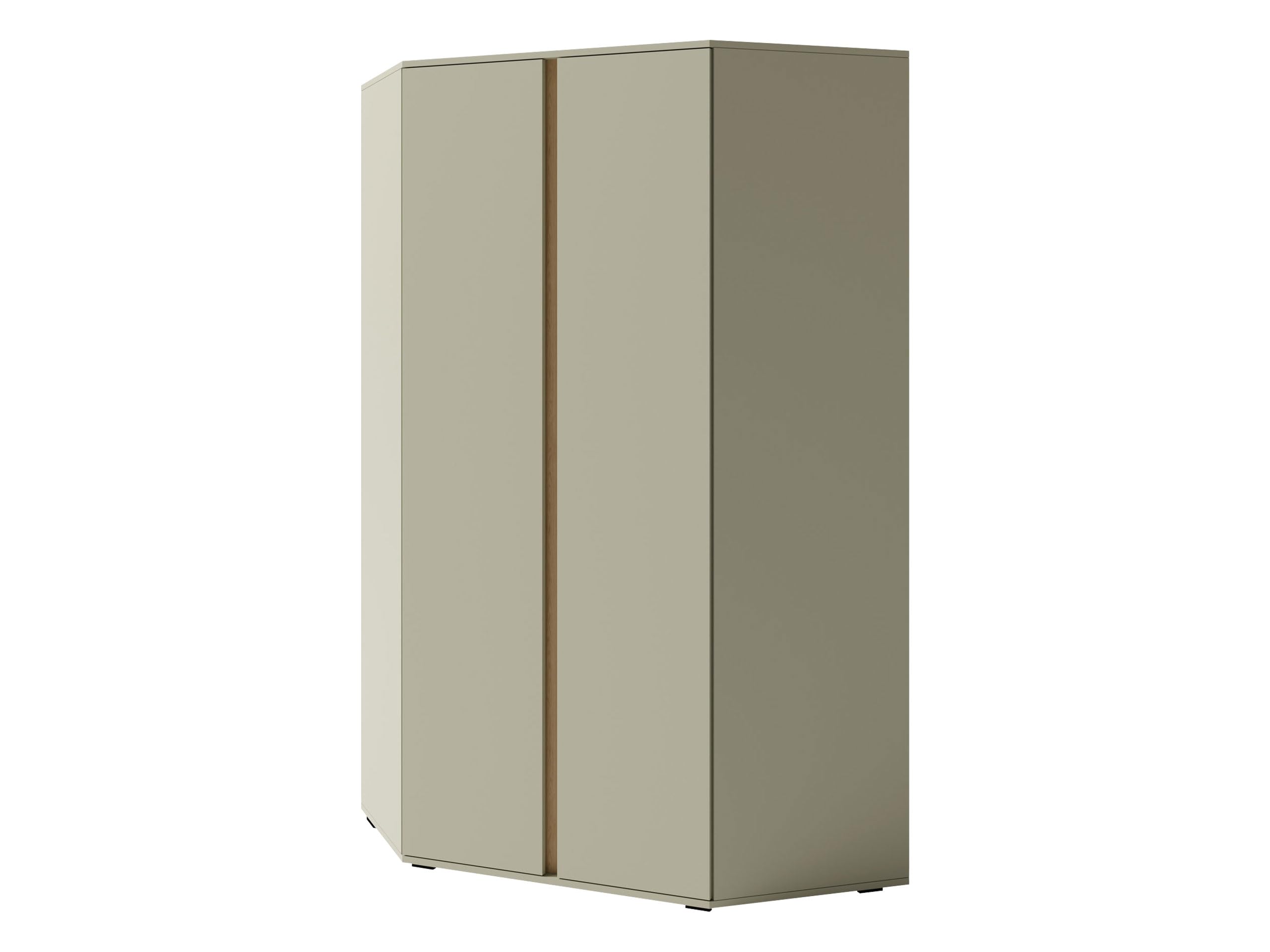 Mirjan24 Eckkleiderschrank Lonitz LZ02, Eckschrank grifflos, 2-türig, inkl. Kleiderstange & Fächern, Kleiderschrank mit viel Stauraum (Eucalyptus + Eiche Baltic Dune)