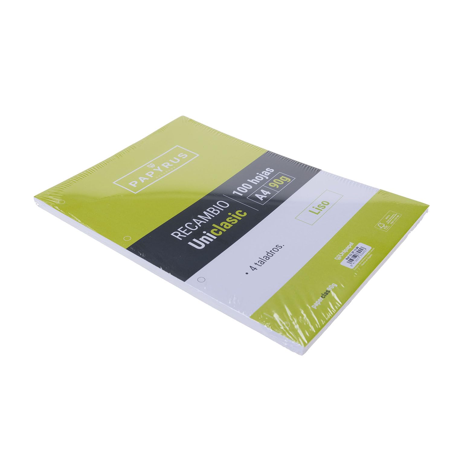 Unipapel A4 Lisci Ricambio 100 Fogli 90 g Carta Certificato FSC Bianco