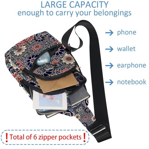 Bolsa de pecho para mujer de 30x18x4cm psicodélica e impermeable para senderismo 5