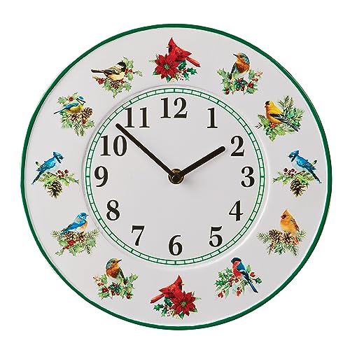 Collections Etc Colorful Realistic Winter Birds Wall Clock