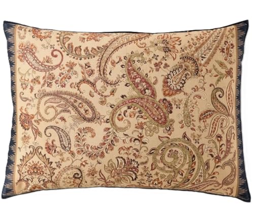 Ralph Lauren Anderson Sham 100% Cotton Sateen 300 TC Beige Tan Navy Multi Paisley Standard Sham $145