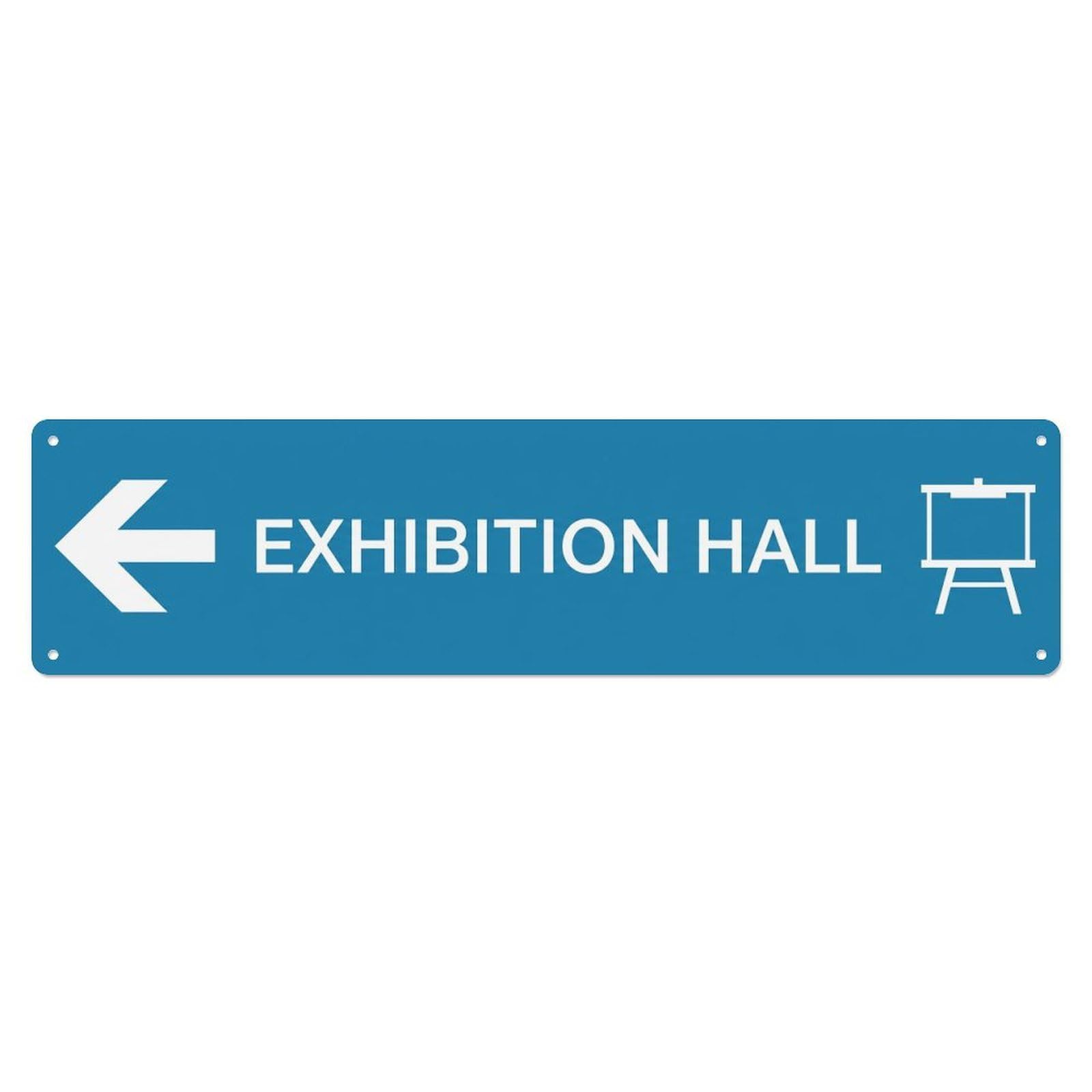 Okahys 4X16inch(10X40cm) Exhibition Hall Sign Cerulean White Left Metal Tin Sign