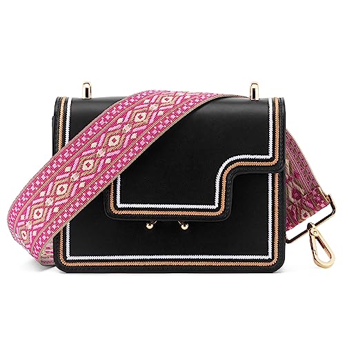 Image of Wide Shoulder Strap Adjustable Replacement Belt Guitar Style Crossbody Bag Handbag Strap Multicolor Canvas Straps(Wide:2in)(Color20)