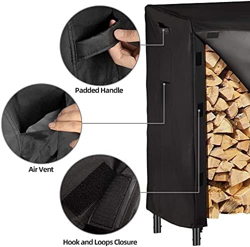 Miniatura 5 de AMAGABELI GARDEN & HOME Cubierta para estante de leña de 8 pies, resistente a la intemperie, resistente al agua, 600D, tela Oxford, soporte para