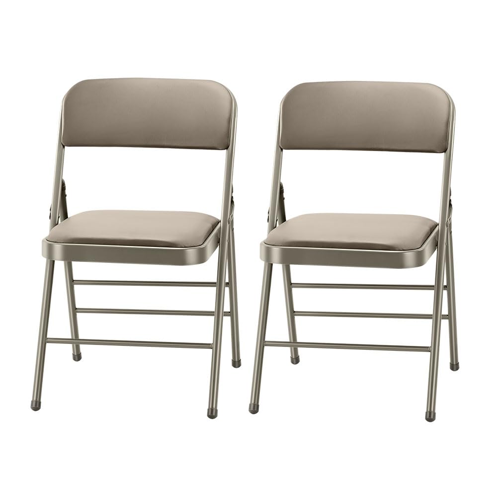 Amazing for less Pack of 2 (Fabric/Vinyl) Steel Frame Metal Foam Padded Folding Chairs (Black, Gray, White)