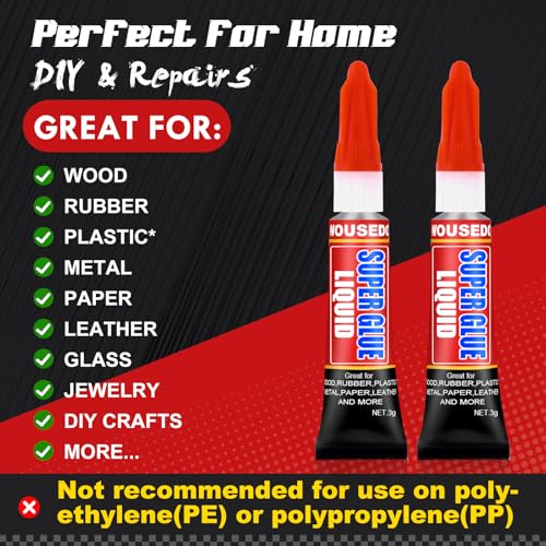 Image of WOUSEDO 24 X 3g Super Glue Liquid, Clear Strong Adhesive,Fast Drying Cyanoacrylate Glue for Wood, Rubber, Leather, Hard Plastic, Metal, DIY Crafts and More