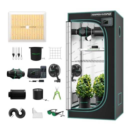 MARS HYDRO TS1000 Growzelt Komplettset mit WiFi-Integrierte Smart Controller43,LED Dimmbar Grow Lampe,80X80X160cm 1680D Hohe Reflektivität Grow Box Komplettset,4" Automatischer Belüftungssat