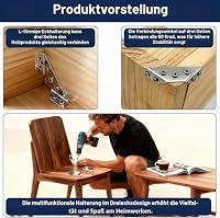 8er-Pack Möbeleckverbinder, Edelstahl L-Verbinder mit Schrauben, robuste Winkelverbinder für Regale, Tische, Schränke, Schubladen und Holzverbindungen – Ansicht 7