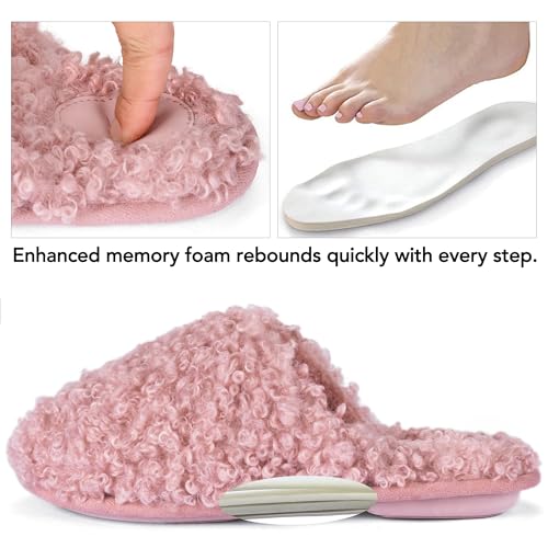 RockDove Women's Twirl Fleece Fuzzy House Scuff Slipper with Memory Foam4