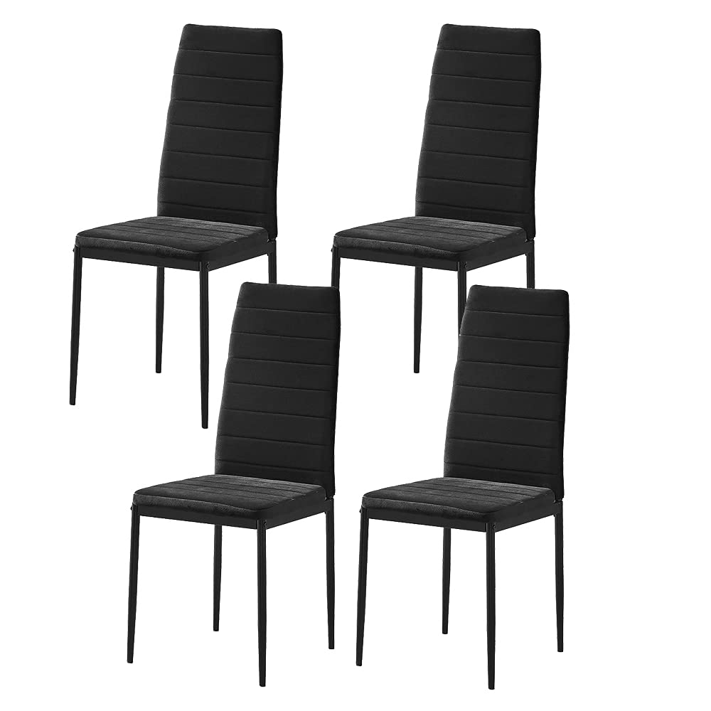 BonChoice Black Velvet Dining Chairs Set of 4 High Back with Metal Legs for Dining Room Kitchen, Side Chairs for Restaurant Office Meeting Home/Commercial (4, Black Velvet) — image 1