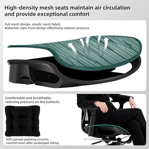 Image of Ergonomic Office Chair with Footrest 4-Level Adjustable Lumbar Suppor | Big and Tall Office Chair t - 155 Tilt Lock and Wide Cushion - 3D Headrest & Armrests, High Back Home Desk Chair