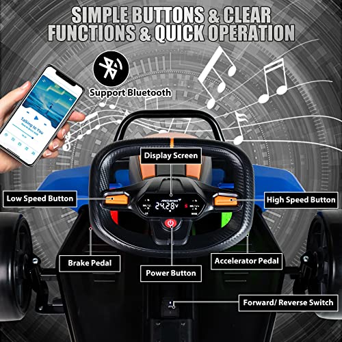 YOFE 24V Electric Go Kart for Kids, Drift Racing Go Kart,8MPH Max,132lbs W. Capacity,Licensed Battery Powered Ride on Car with 2 Speeds for Kids Ages 6 and Older - Thumbnail 5