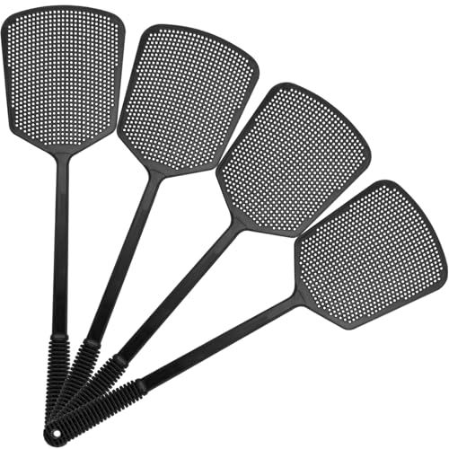 Heavy-Duty Fly Swatter, Indoor & Outdoor, Long Handle, Large Swatting Surface – Pack of 4