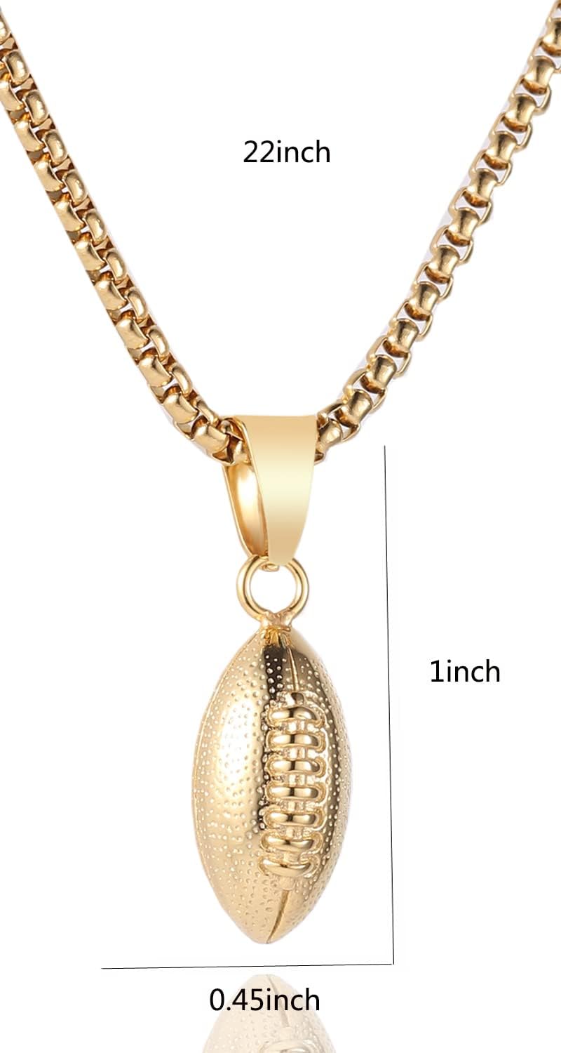 WIGERLON Football Gifts for Men,3D Stainless Steel Football Pendant Necklaces for Women 18K gold plated - Image 4