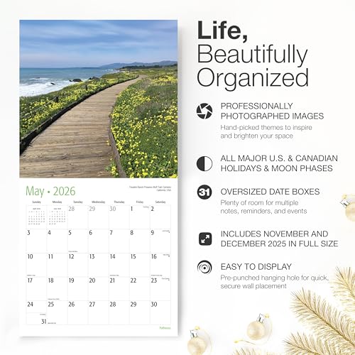 Image of RED EMBER Untamed & Beautiful Pathways 2026 Wall Calendar 12 Month | 12 inch x 24 inch Open | Thick & Sturdy Paper | Giftable | Scenic Nature Calendar 2026