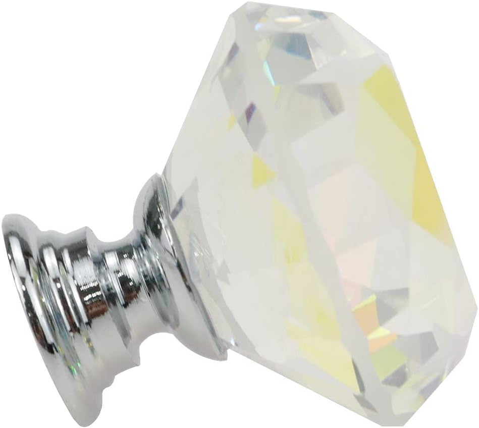 10PCS Drawer Pulls 1.18" Transparent Crystal Knobs Diamond Glass Knobs with Screws for Drawers Cabinets Dressers