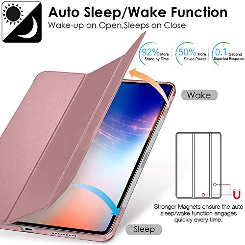 Image of DuraSafe Cases For iPad PRO 11 Inch 2 [ Pro 11 2nd 2020 ] Generation A2228 A2068 A2230 MY232HN /A MXDC2HN /A MXDE2HN /A MXDG2HN /A MY252HN /A MXDD2HN /A Ultra Slim Smart Auto Sleep /Wake PC Cover - Rose Gold