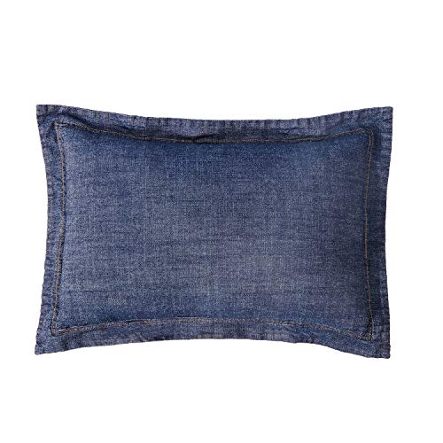 Elegant Life Home 100% Cotton Washed Denim Decorative Throw Pillow Covers Dark Blue Cushion Covers Set Soft Oblong Pillow Case Shell For Car Sofa Bedroom (12'' X 18'', 2 Pcs) #TOP3