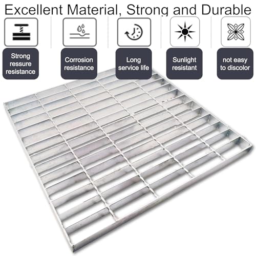 Image of Galvanized Steel Drain Grate, Driveway Channel Cover 20x20 in