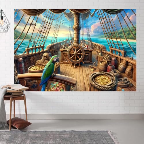Fondo Vintage Pirata 10x8ft con Tema Náutico miniatura 3