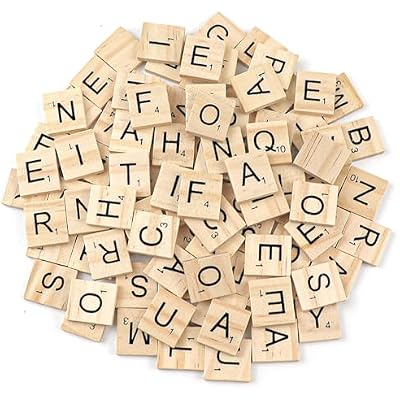 100 Pcs Wooden Spelling Tiles, Replacement Letters Wood Letter Tiles, Tiles for Crafts A-Z Capital Letters for Crafts Wedding Decor Alphabet Coasters & Crossword Game DIY Gift