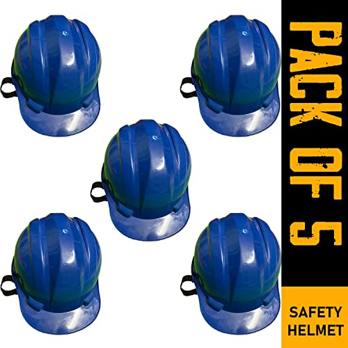 Image of LADWA Blue Heavy Duty Superior Safety Helmet, ISI Marked Protective Hard Hat for Construction, Warehouse, Factory and Industrial Safety Work (Pack of 5)