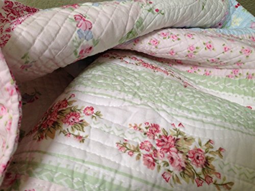Finely Stitched Home Full Queen Quilt Set Shabby Patchwork Vintage Pink Rose Chic #TOP3