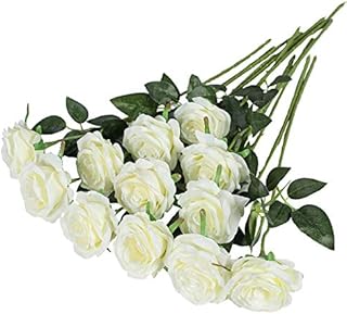 Hawesome 12PCS Artificial Roses Fake Flowers Single Long Stem Blooms with Rose Buds Wedding Decoration Bridal Bouquet Decorative Flower Arrangement Home Decoration Party Centerpieces in Purple