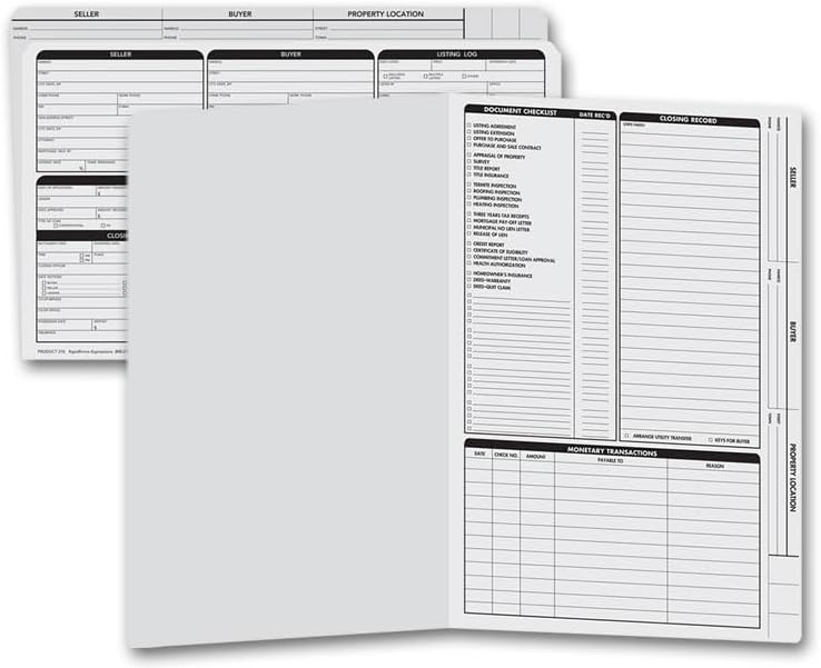 5Forms 276 Real Estate Folder Right Panel List Legal Size Gray 14 3/4 x 9 3/4" 50 Folders