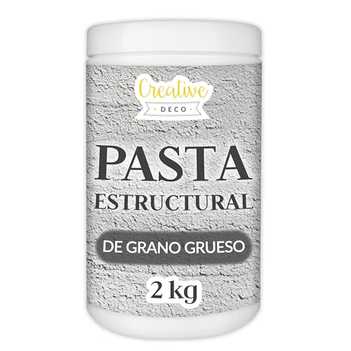 Creative Deco Pasta Estructural de Grano Grueso 2 kg | Pasta Gris para Proyectos Artísticos para Pintura Acrílica | Fácil de Usar con Espátula para Crear Efectos 3D, Estructuras, Texturas