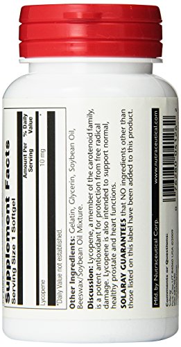 Image of SOLARAY Lycopene, Softgel (Btl-Plastic) 10mg | 60ct
