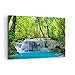 Cuadro sobre lienzo - Impresión de Imagen - Cascada bosque medio ambiente - 120x80cm - Imagen Impresión - Cuadros Decoracion - Impresión en lienzo - Cuadros Modernos - AA120x80-2664
