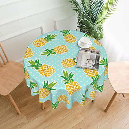Fiokroo Cute Pineapples Tablecloth 60 Inch Round Table Cloth Wrinkle Resistant Stain Resistance Table Cover For Dining Kitchen Party Outdoor #TOP25