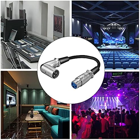 XLR Male to Female 90 Degree Right Angle Extension Cable Microphone Audio Extension Cable Interconnect Connector Plug for Studio Recording