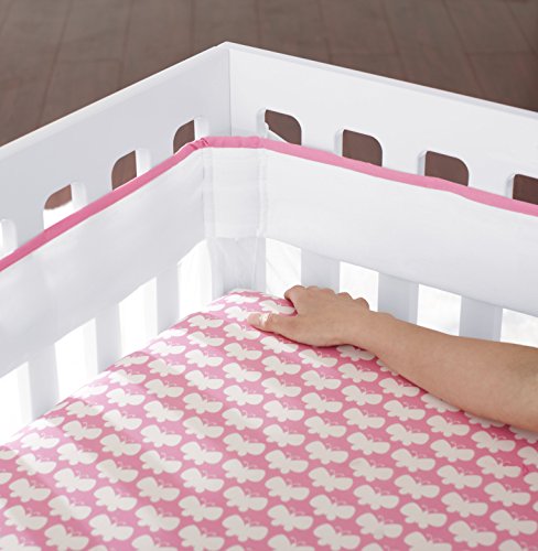 Just Born Fresh Air Crib Liner, Pink/White - Thumbnail 2