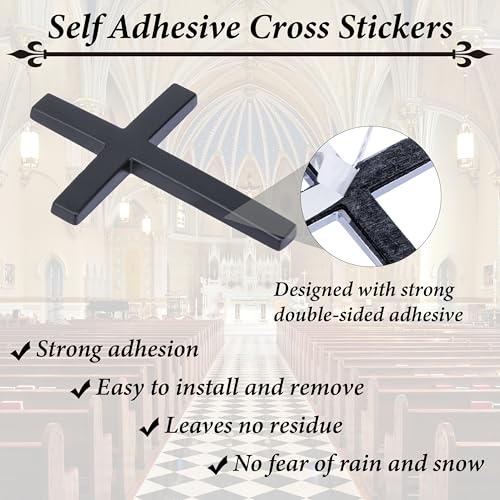 Image of Metal Cross Decals for Cars, 2.5 inchx1.8 inch Christian Car Emblem Badge Decals, 3D Self Adhesive Cross Stickers Car Accessories, Jesus Stickers for Cars Body Fender Tail (Black)
