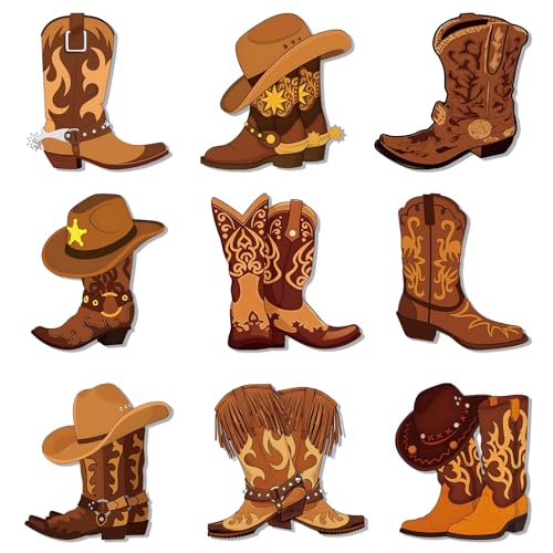 AnyDesign Cowboy Boot Cutouts with Glue Points, 45 pcs
