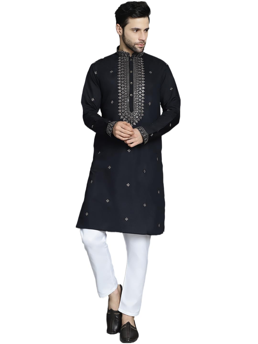 jompers Men's Sequins Embroidered Kurta With Pyjama.-picture-31