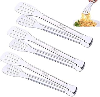 AIYoo Kitchen Tongs Premium Pack of 3×9.45inch 18/8 (304) Stainless Steel Tongs Set,Barbecue Tongs Cooking Tongs Salad Baking Tongs Serving Tongs Buffet Tongs Silver Homemaker Salad Gripper Clip Tool