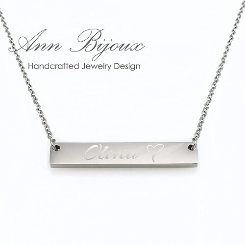 Miniatura 3 de Personalized Nameplate Necklace for Women Coordinate Pendant Engraved Initial Name Special Message Jewelry Keepsake Jewelry Mother Gift Stainless