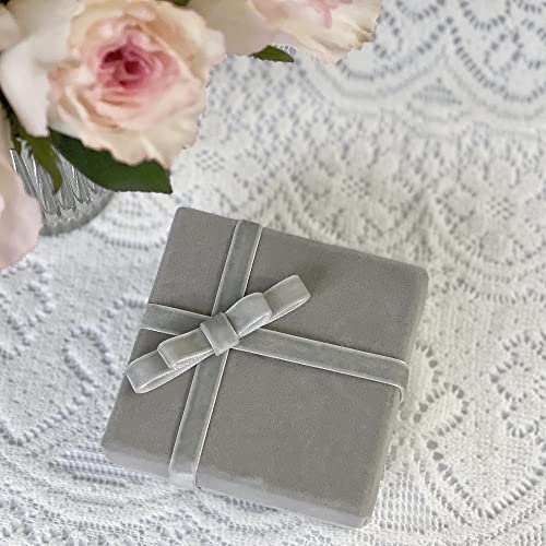 Image of QIANF Vintage Silver Velvet Ribbon, 3 /8 Inch X 25Yd