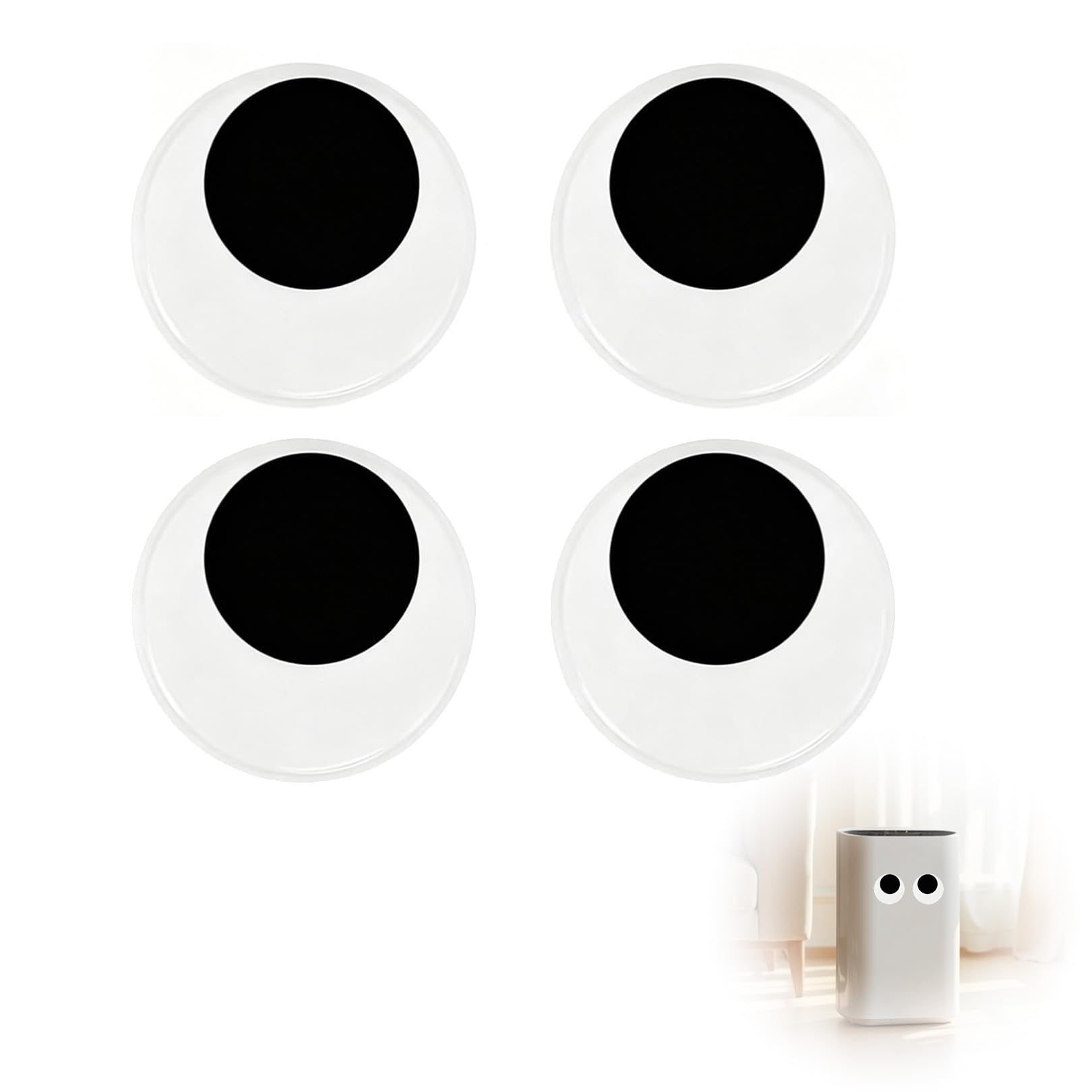Qiaoliangyao White 4 Pcs Giant Googly Eyes 80Mm, Large Self-Adhesive Wiggle Eyes For Crafts, Jumbo Stick-On Moving Eyes For Diy Fridge Magnets, Toys, Halloween & Christmas Decoration, Classroom Art