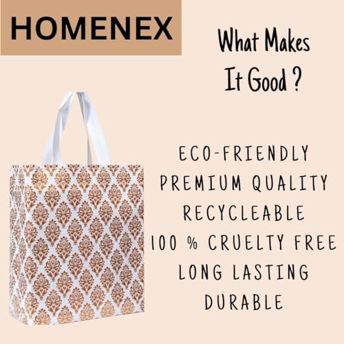 Image of HOMENEX Plastic, Canvas Whiteprint Return Gift Bags for Wedding, Shagun, Festival, Birthday and Other Occasions (Whiteprint Bag), 50 Count