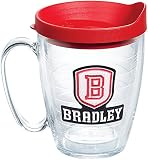 Tervis Bradley University Braves B Tumbler with Emblem and Red Lid 16oz Mug, Clear