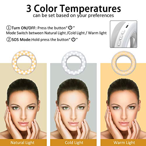 Selfie Ring Licht,etasche Ringlicht Clip on LED Kamera Licht mit 60 LEDs Licht 4 Helligkeitsstufen USB Wiederaufladbar… – Bild 4