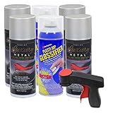 Plasti Dip Rim Kit: 4 Aerosol Cans Luxury Satin White Aluminum, 2 Aerosol Cans Glossifier, 1 Cangun